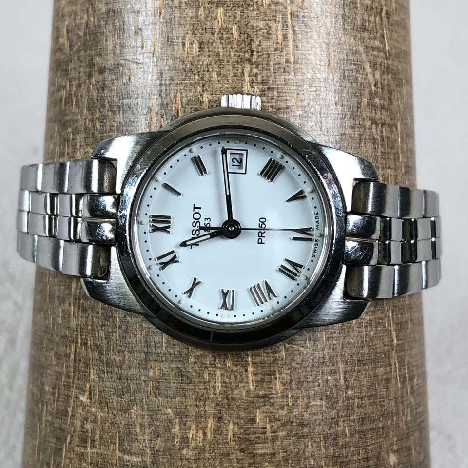 Vintage 1853 Tissot PR 50 Women Fashion Swiss Silver Tone Quartz 25mm Watch 6" - Image 2 of 4