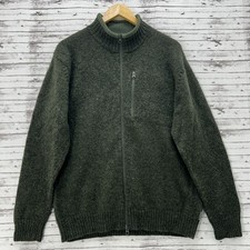 Woolrich Men's Full Zip Mock Neck Wool Sweater Hunter Heather Green Size Large