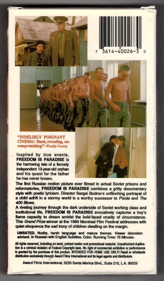 FREEDOM IS PARADISE (1989) Russian Boys' Reformatory, Award Films Int. VHS RARE! - Image 2 of 3