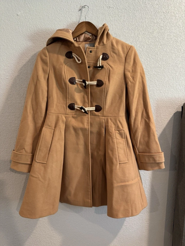 Abrigo de lona con capucha tostado forrado con bolsillos abotonados talla 4 de ASOS para mujer Foto 2 de 4