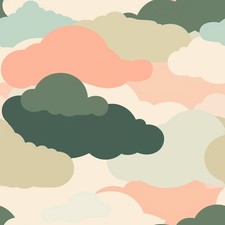 Clouds Sky Printed Cotton Fabric By The Yard