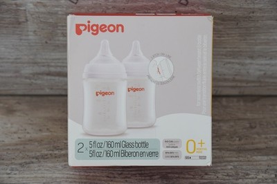 Pigeon Wide Neck Nursing 2 Glass Bottle 5.4 Oz Anti-Colic with 2 SS Nipples