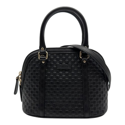 GUCCI Micro GG Shima Handbag 449654 Black Micro GG Shima Leather Handbag Ladies