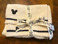 Disney Parks Barefoot Dreams Mickey Mouse Scraf Cream/Black New Super Soft