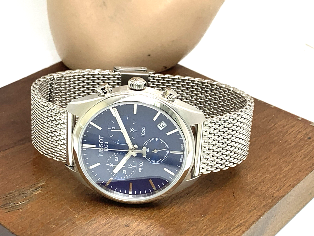 Tissot Men's Watch PR100 Swiss Quartz 41mm Chronograph Blue Dial