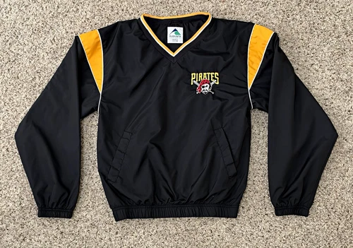 Augusta Sportswear Pittsburgh Pirates Youth L Windbreaker Pullover Jacket Black - product listing photo