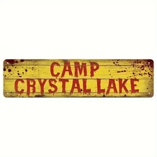 Bloody Metal Tin Sign Camp Crystal Lake Horror Movie Fan Halloween Wall Decor