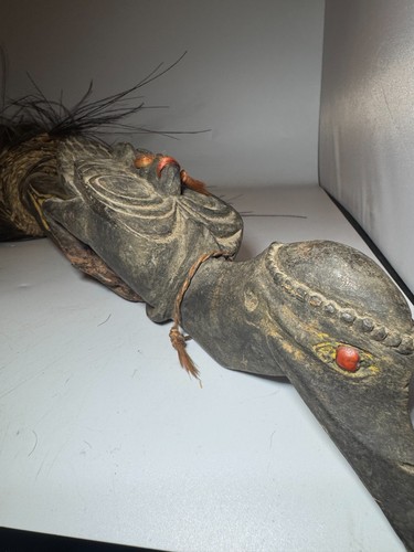 Papua-Neuguinea Sepik Fluss zeremonielle Bambusflöte (32") mit geschnitztem Vogelkopf - Bild 2 von 6