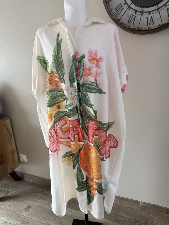 Robe chemise oversize Made in Italy lin & coton 40/48 toucan - Photo 1/4