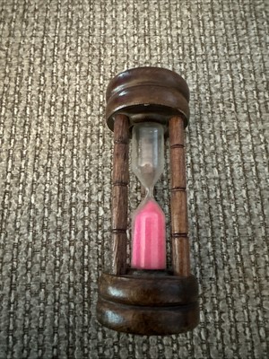 Wooden 3-minute Hourglass Egg Timer Games Pink Sand T26