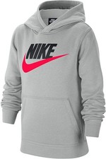 Nike Boys Hooded Sweatshirt Club Fleece Light Smoke Grey Large 