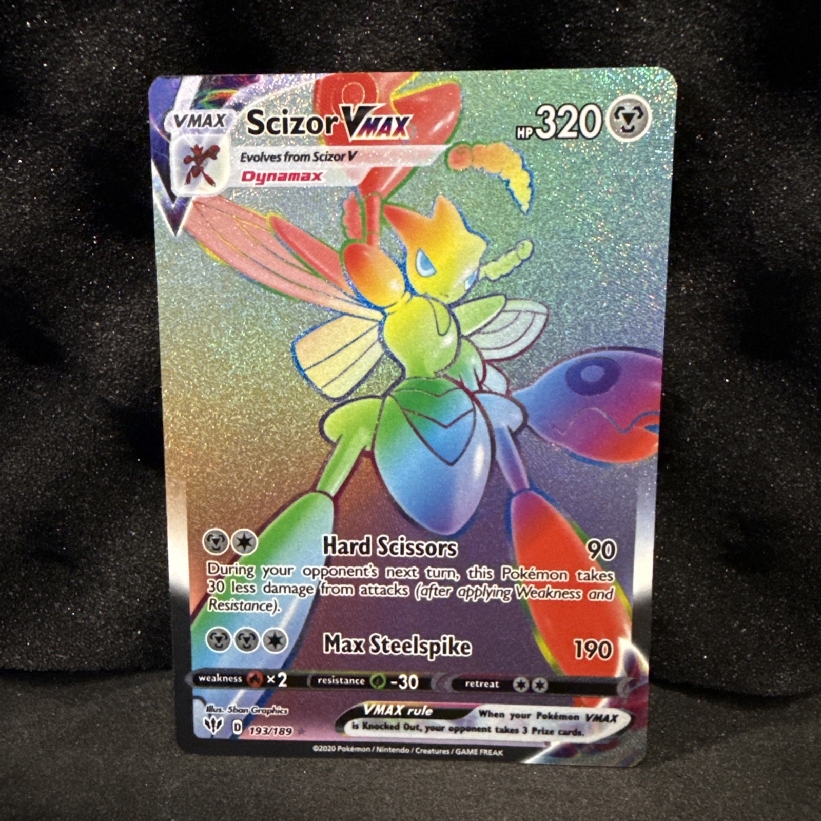 Scizor Vmax 193/189 Darkness Ablaze NM Full Art Secret Rainbow Rare Pokemon Card
