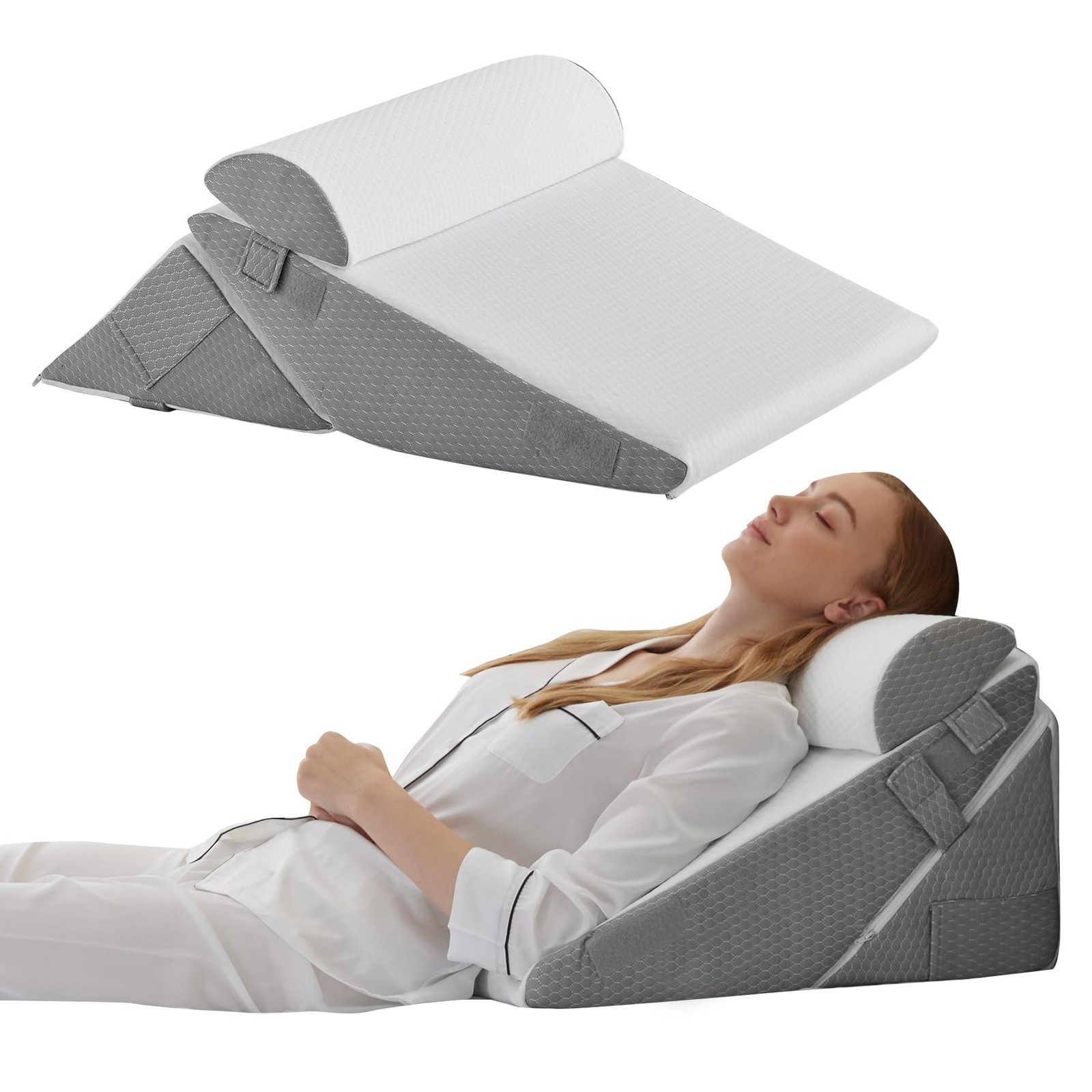 3PCS Orthopedic Wedge Pillow Set for Post-Surgery Support & Headboard Comfort-image