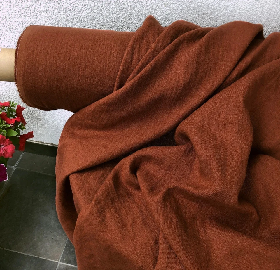 Salmon Pink Linen Fabric by the Yard | Material for Dresses, Home Decor & Crafts - Image 3 of 4