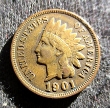 OLD COIN UNITED STATES OF AMERICA 1 CENT 1901 INDIAN HEAD PENNY W/ SHIELD
