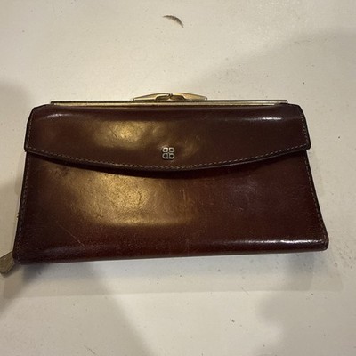 Italian/ItalyVintage Bosca Brown Leather Gold Hardware Wallet Womens works great