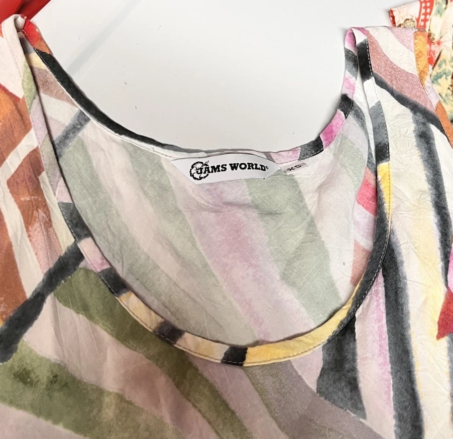 LOTE DE 2 JAMS WORLD Vintage Havaiano Feito Boné Manga Tanques Camisas Mármore Samambaia XS - Imagem 4 de 4