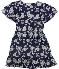Michael Kors Womens Floral Fit & Flare Dress, Blue, Large