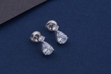 Pretty Pear Cut Simulated Diamond Women's Drop Earrings In 14k White Gold Plated