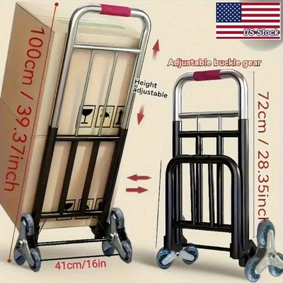 Stair Climbing Cart Heavy Duty Folding Hand Truck Dolly 242 lbs 6 Wheels + Ropes