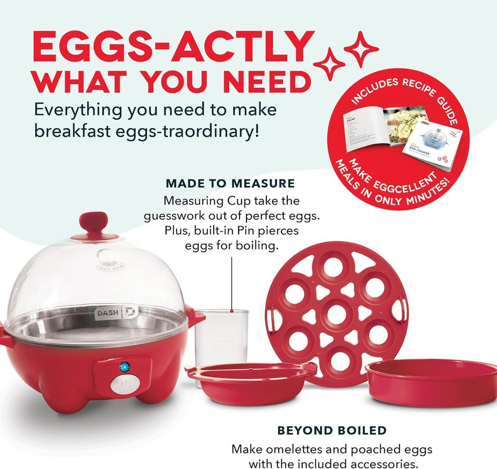DASH Rapid Electric Egg Cooker for 7 Hard Boiled Eggs Fast Cooking