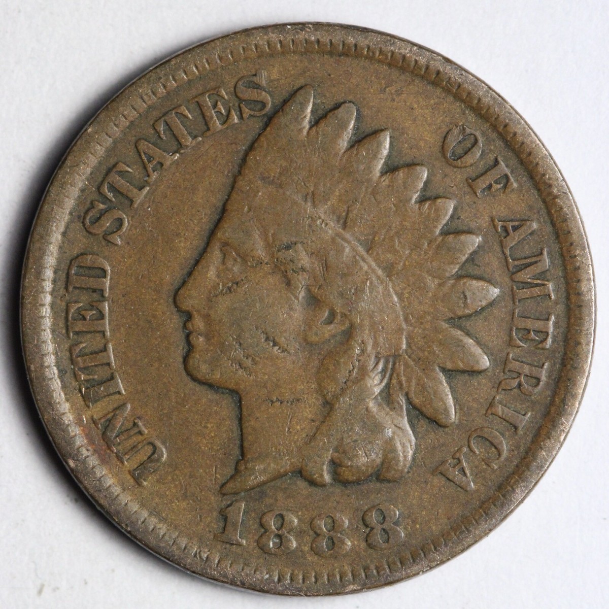 1888/8 RPD REVERSE DIE CRACK Indian Head Cent Penny FINE E155 TZC