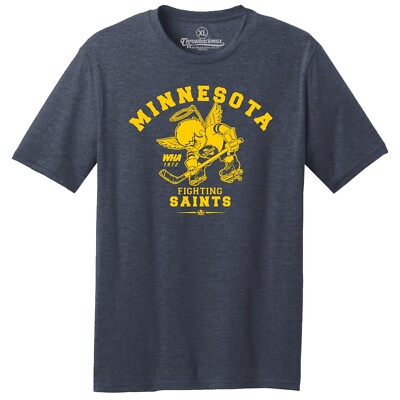 #ad Minnesota Fighting Saints 1972 WHA Hockey TRI BLEND Tee Shirt Minnesota Wild $24.29