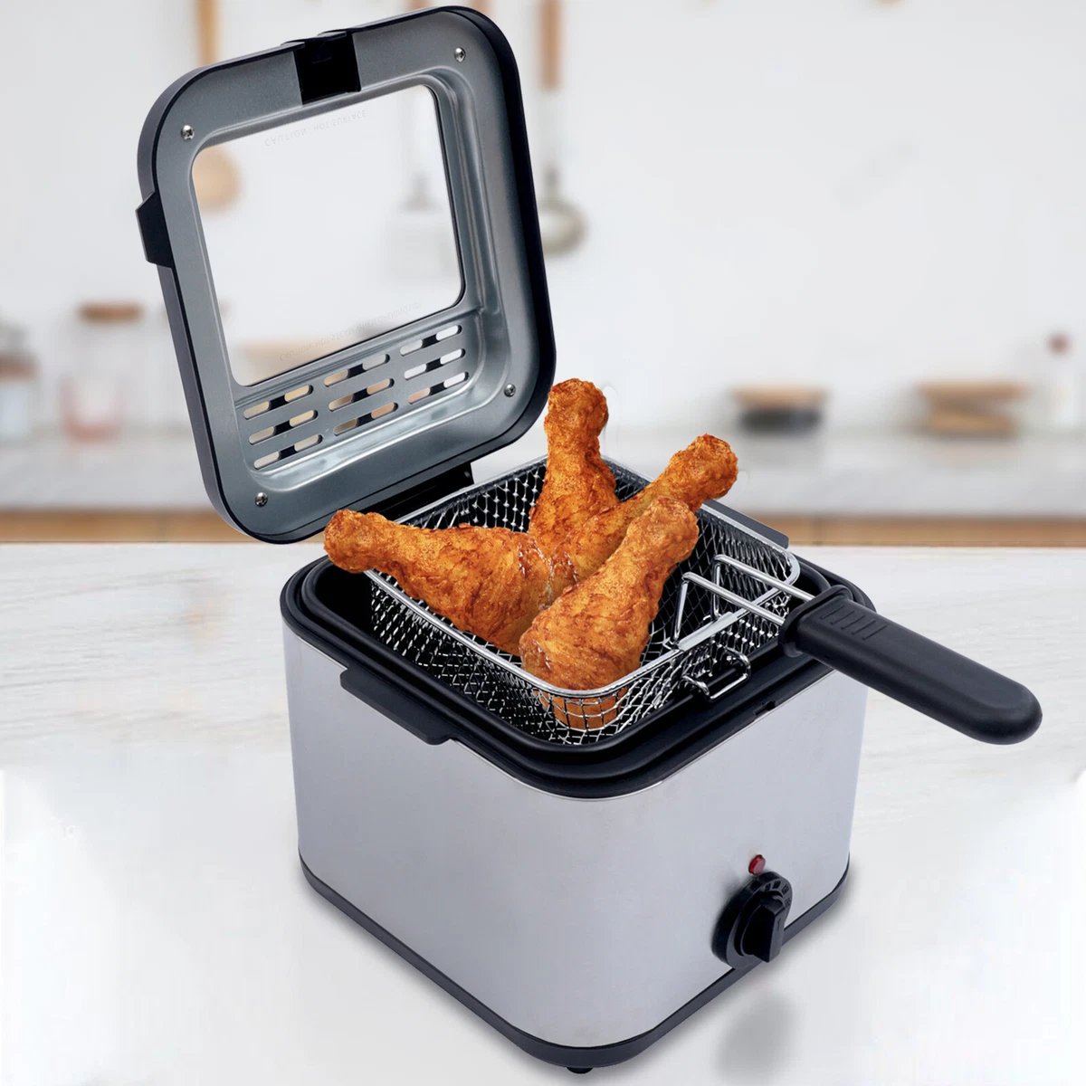 Small Electric Deep Fryer Cooker Home Countertop Single Basket