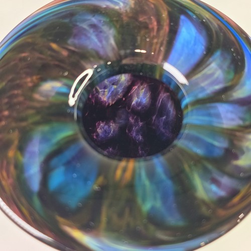 Blown Glass Art Vase Small 5.75in Taupe Blue Green Purple Elegant Décor Signed - Picture 6 of 9