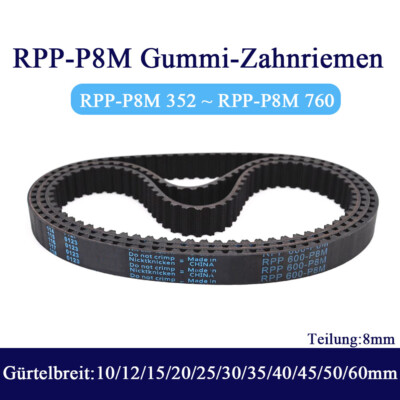 RPP-P8M Zahnriemen Teilung 8mm Breite 10mm 60mm Gummi-Antriebsriemen 352mm~760mm