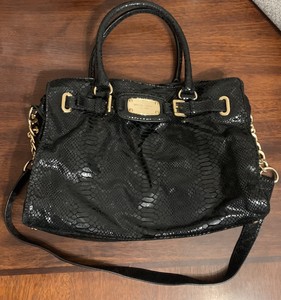 michael kors black leather purse