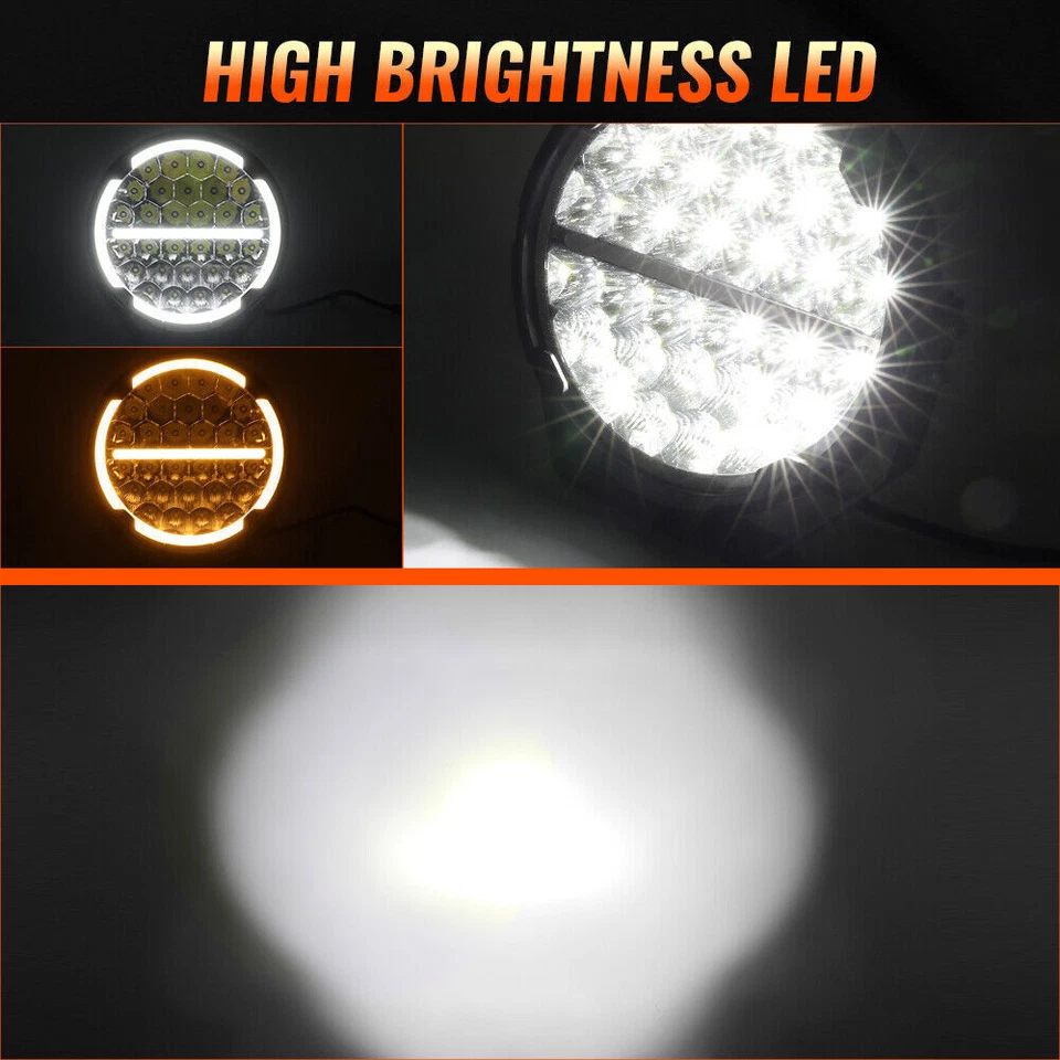 7/9 inch ROUND LED SPOT Driving Lights Off Road Spotlights Foglight Halo DRL 4X4 - Image 4 of 4