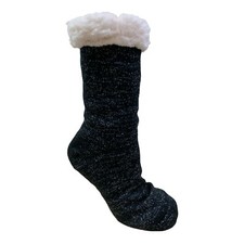 Women's Soft Cozy Black Sherpa Fleece-lined Fuzzy Slipper Socks