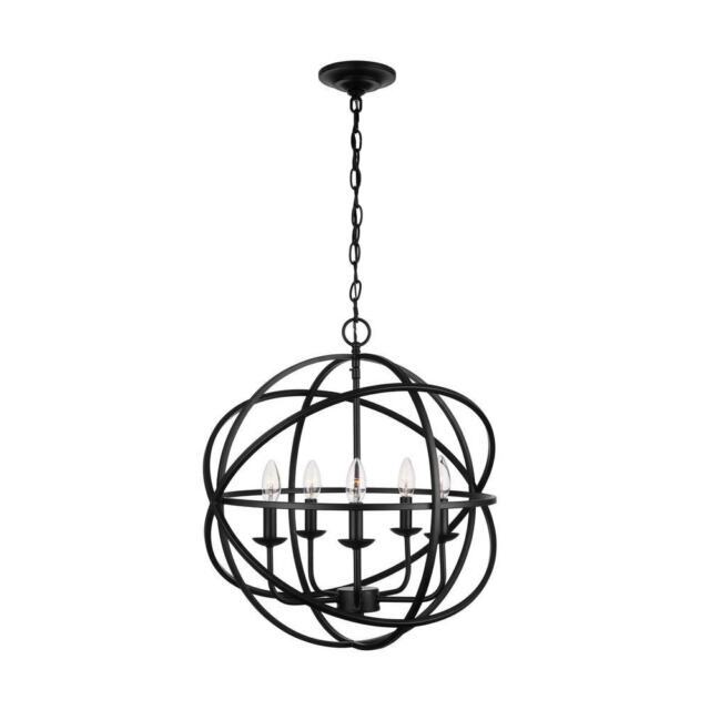 Home Decorators Collection Sarolta Sands 5-Light Black Orb Chandelier