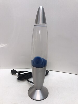 12'' Blue Lava Motion Wave Lamp Bowling Pin Silver Base On/Off Switch