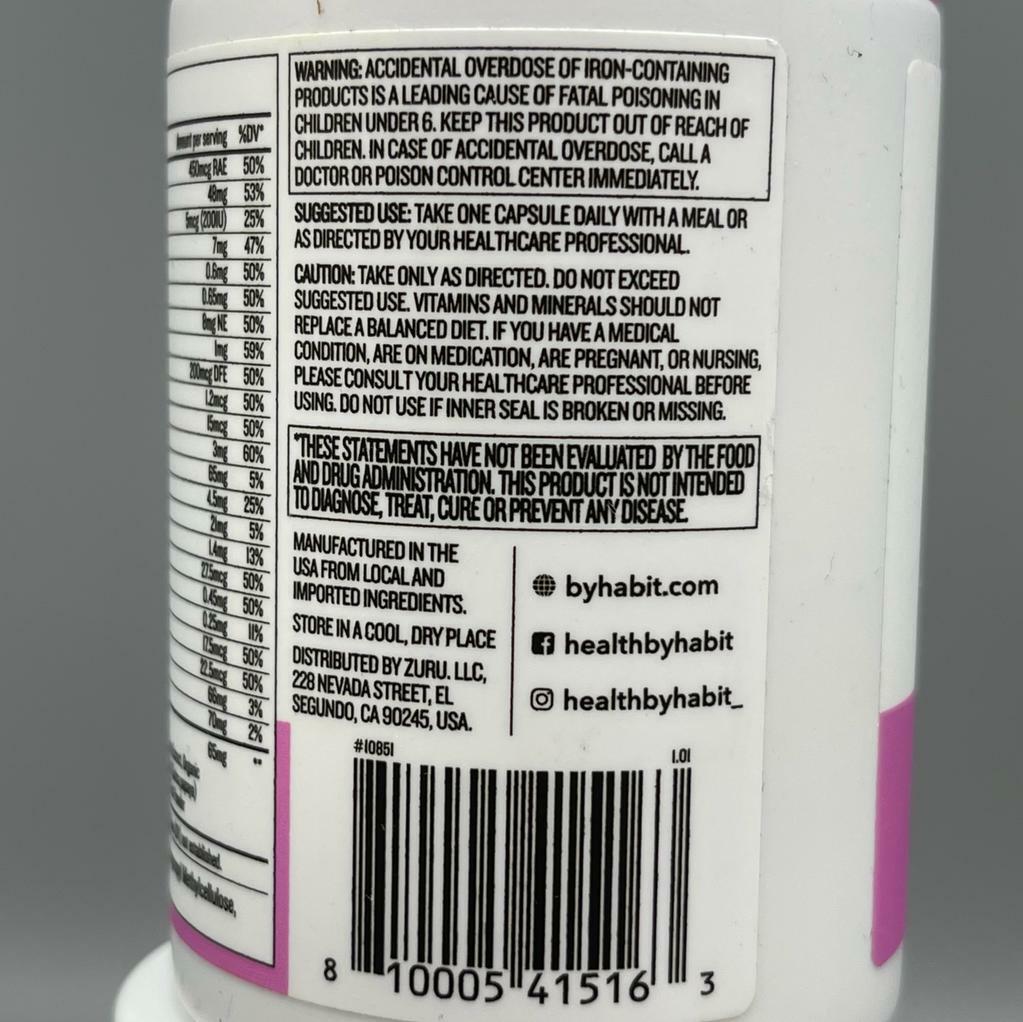 Health By Habit Women's Multi Dietary Supplement 60 Capsules 2PK Exp 1/