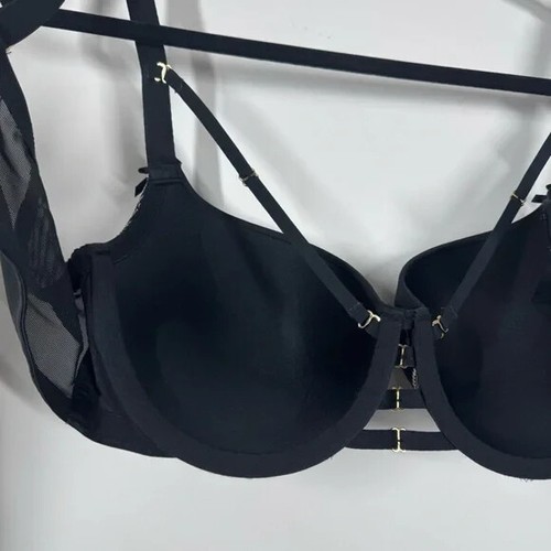 Cacique Bra 40C Seriously Sexy Boost Balconette Strappy Lace Black - Picture 8 of 10