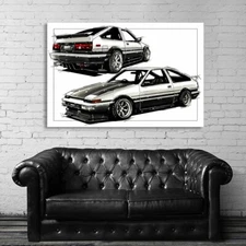 Art Poster and Canvas of Toyota AE86 Corolla Car Automobile