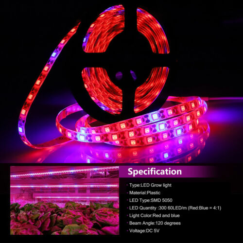 12V LED Plant Grow Strip Full Spectrum Red Blue for Greenhouse Seedling Hydropon - Picture 1 of 10