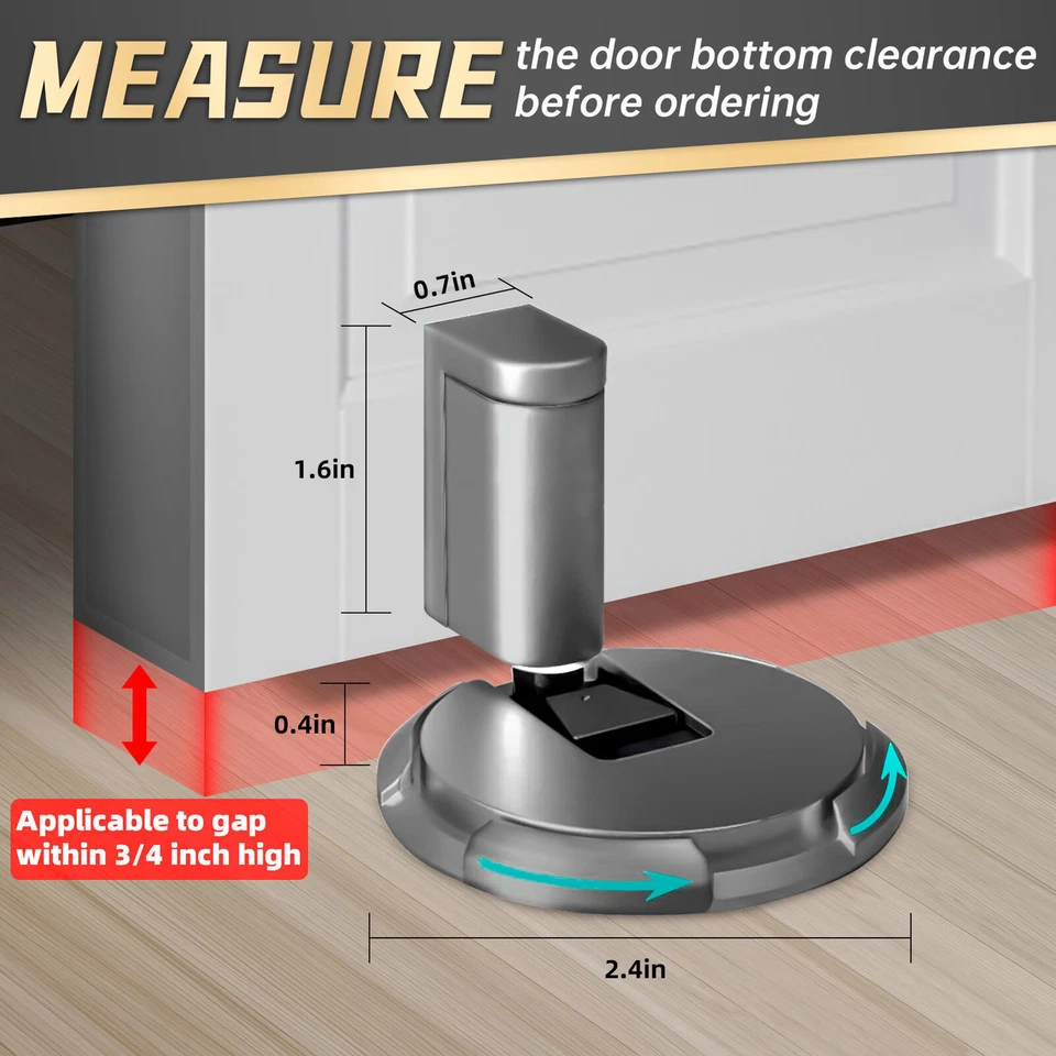 2 PIEZAS Plateado Magnético Parada Puerta Soporte Estancia Hogar Seguridad Tapón Guardia Oficina EE. UU.  Foto 2 de 4