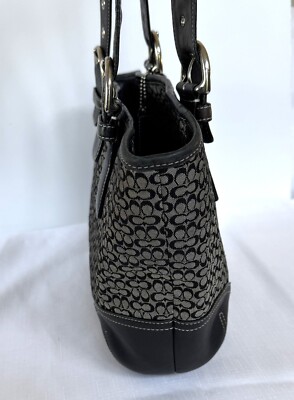 Coach Signature Canvas Leather Tote Purse K35-6383 Black