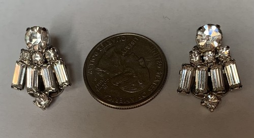 Pendientes Vintage Clip On La Rel Estrás Transparente Tono Plata Preciosos - Imagen 5 de 7