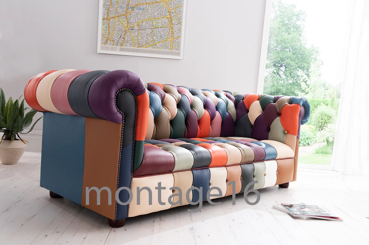 Patchwork leather sale chair