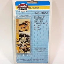 Model Power HO Scale #702-1  Movie Billboard Posters 1940-1960 Era Set of 8