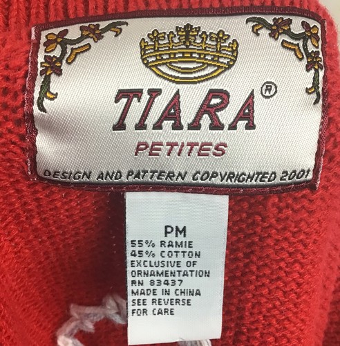 Vintage Tiara Petites Red Snowmen Zip Up Cardigan Sweater Sz. PM - Picture 19 of 20