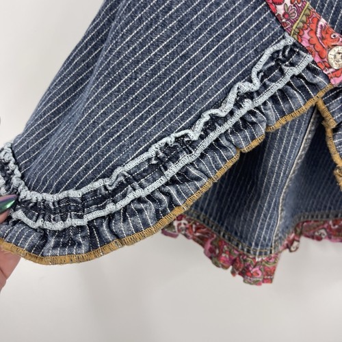 Oilily Denim Jean Skirt Girls Small Angel Face Ruffle Embroidered Flowers Whimsy - Picture 11 of 16
