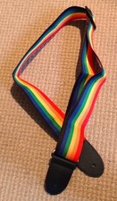 GUITAR STRAP, NEW, RAINBOW COLOURED NYLON WEBBING, FREE POSTAGE