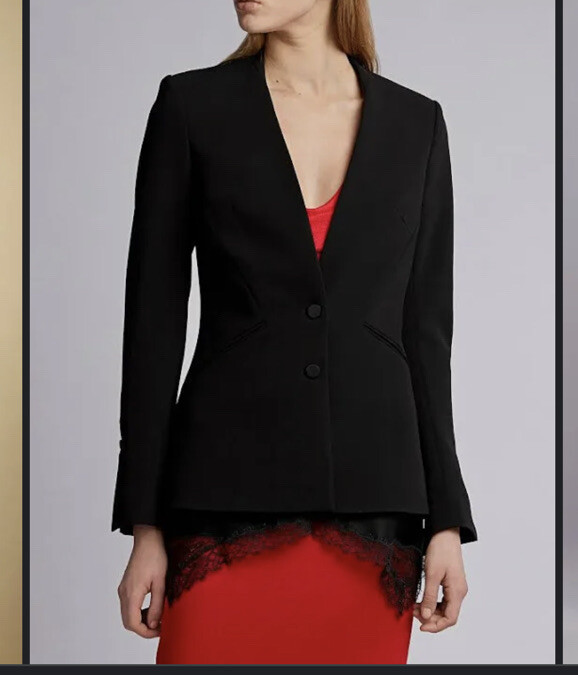 Jonathan Slimkhai Allie Crepe Combo Basque Jacket Nwt Lace Trim ...