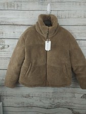 Noize Coat Kamala Short Length Faux Sherpa Women's Xl Brown Fluffy Zip-up Jacket