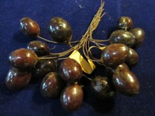 Vintage Millinery Flower 7/8" Fruit Reddish Brown Cherry 18p Bunch German ZM